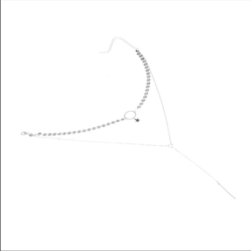 SILVER DANGLE STAR CHOKER NECKLACE - Picture 4 of 4